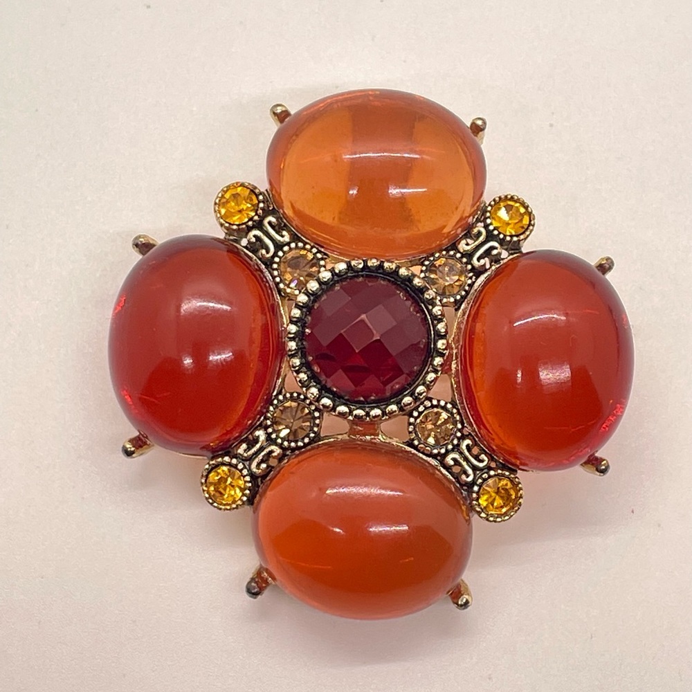 Gold Tone Art Deco Pendant / Brooch New